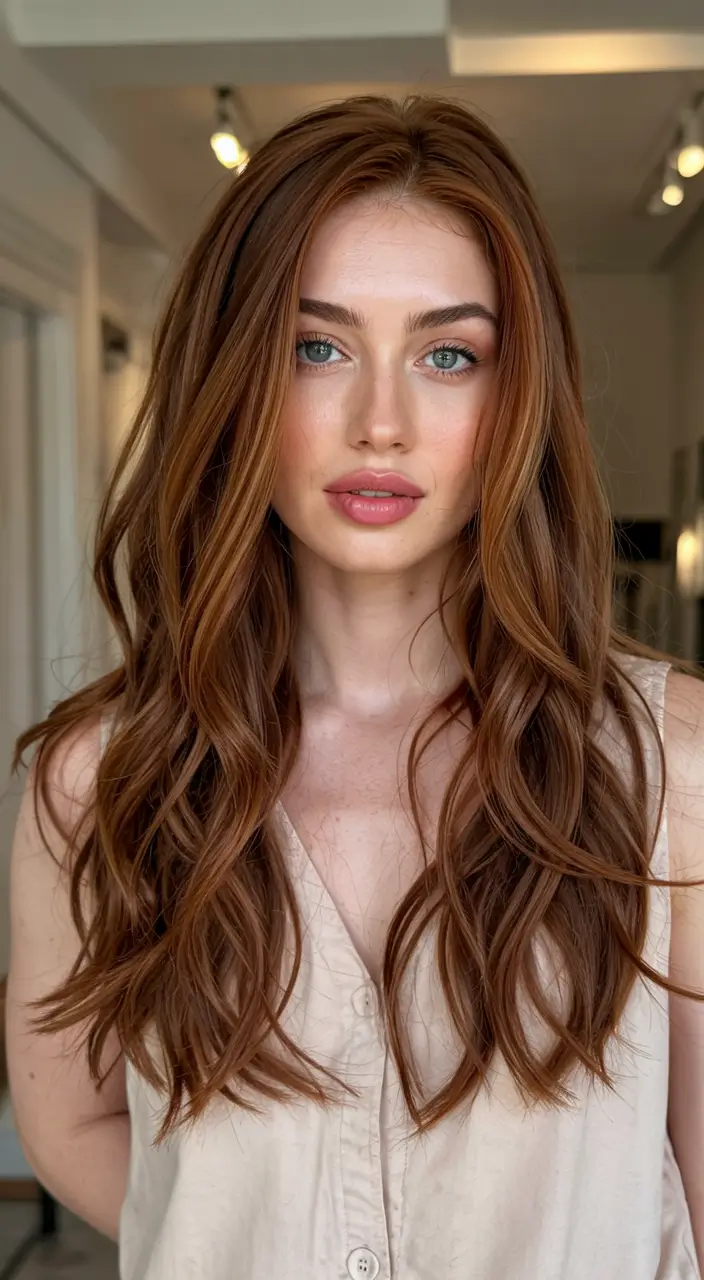 hair color for warm skin tone 2026+Burnt Amber with Glossy Root Stretch