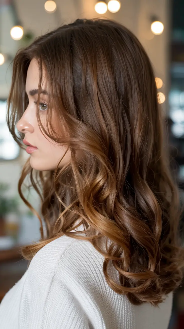 hair color for warm skin tone 2026+Amber Dune Curls with Dimensional Ends