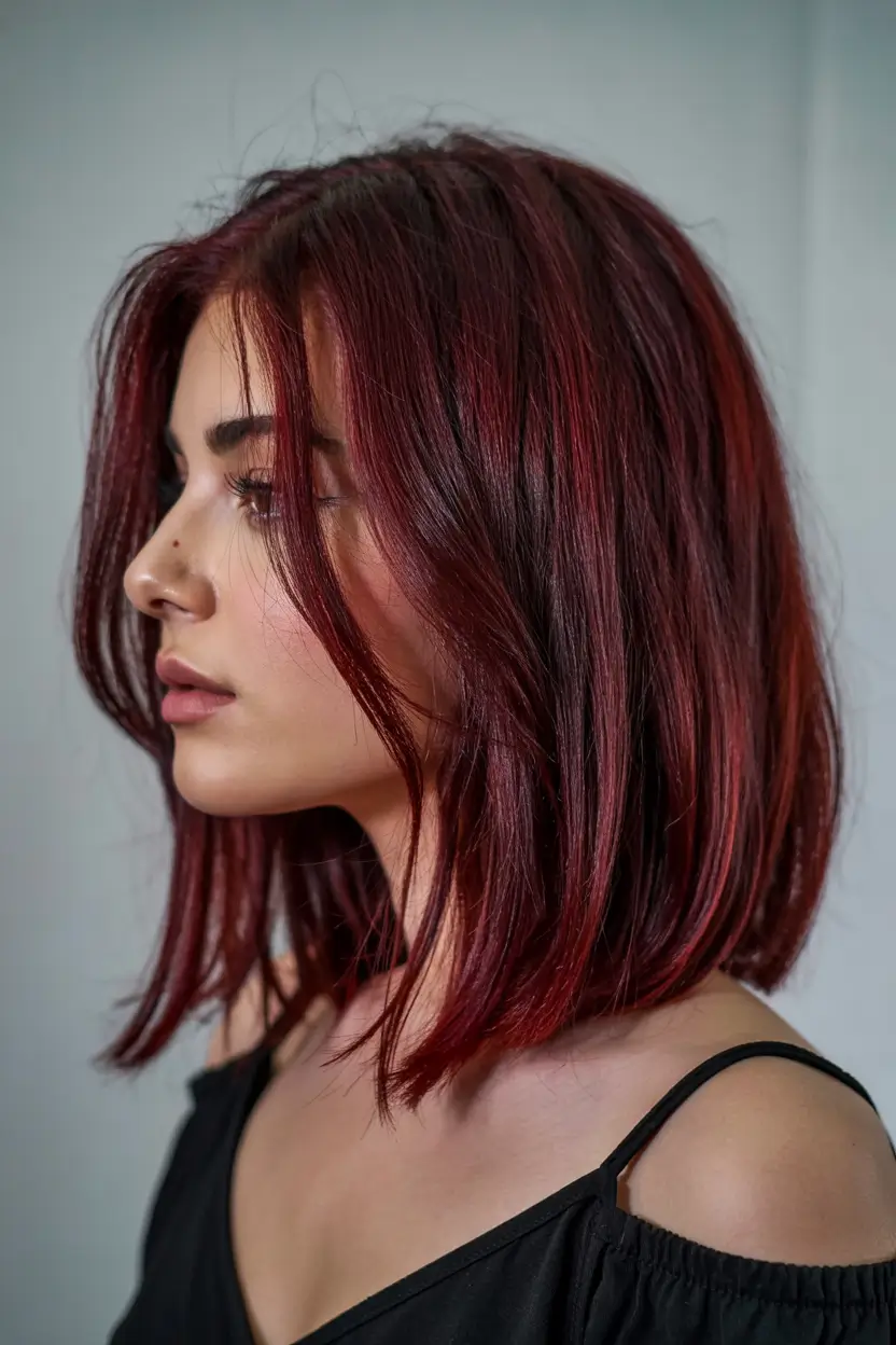 hair color trends 2026 Cherry Cola Bob with Gloss Finish