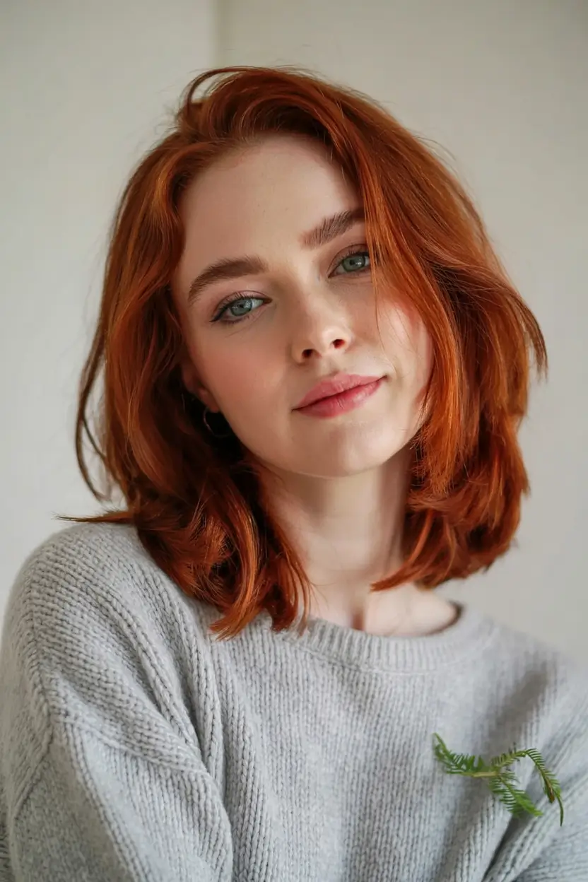 hair color trends 2026 Soft Ginger Bob with Bright Apricot Shine