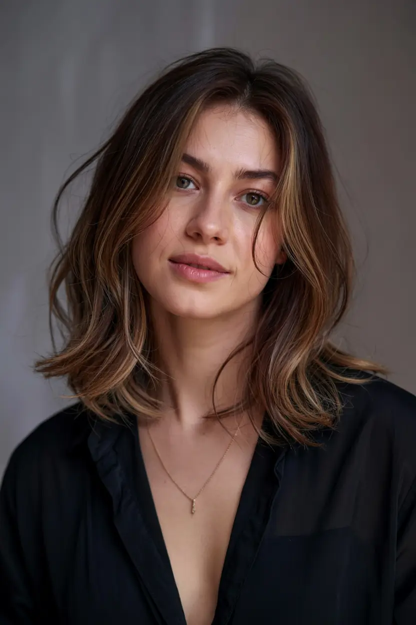 haircut for round face ideas 2026 Modern Midi Cut with Soft Volume