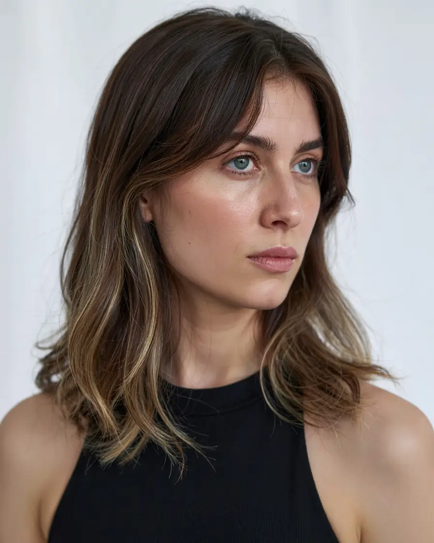 haircut for round face ideas 2026 Shoulder-Grazing Cut with Face-Hugging Layers