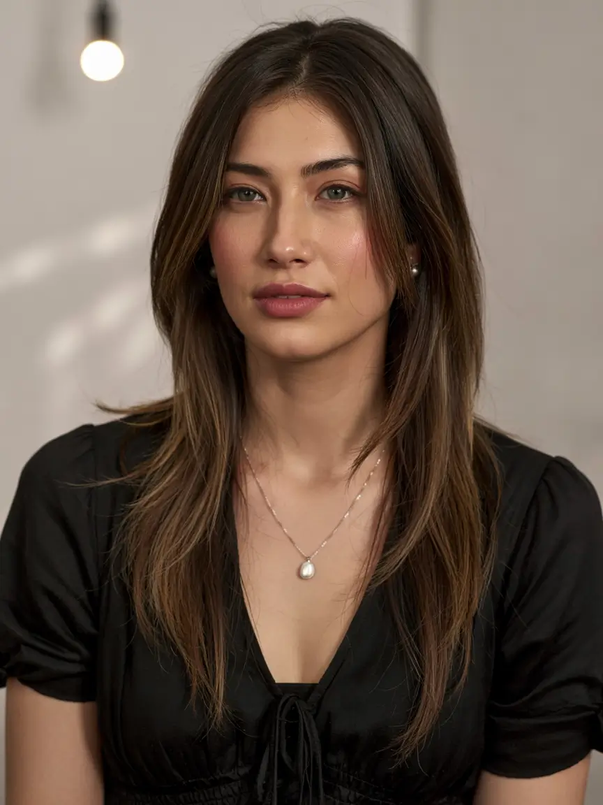 haircut for round face ideas 2026 Long Curtain Layers with Polished Volume