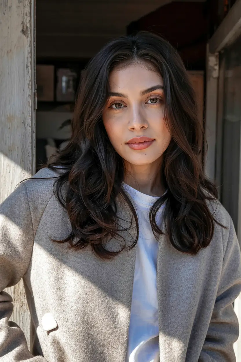 haircut for round face ideas 2026 Loose Curls with Seamless Layers