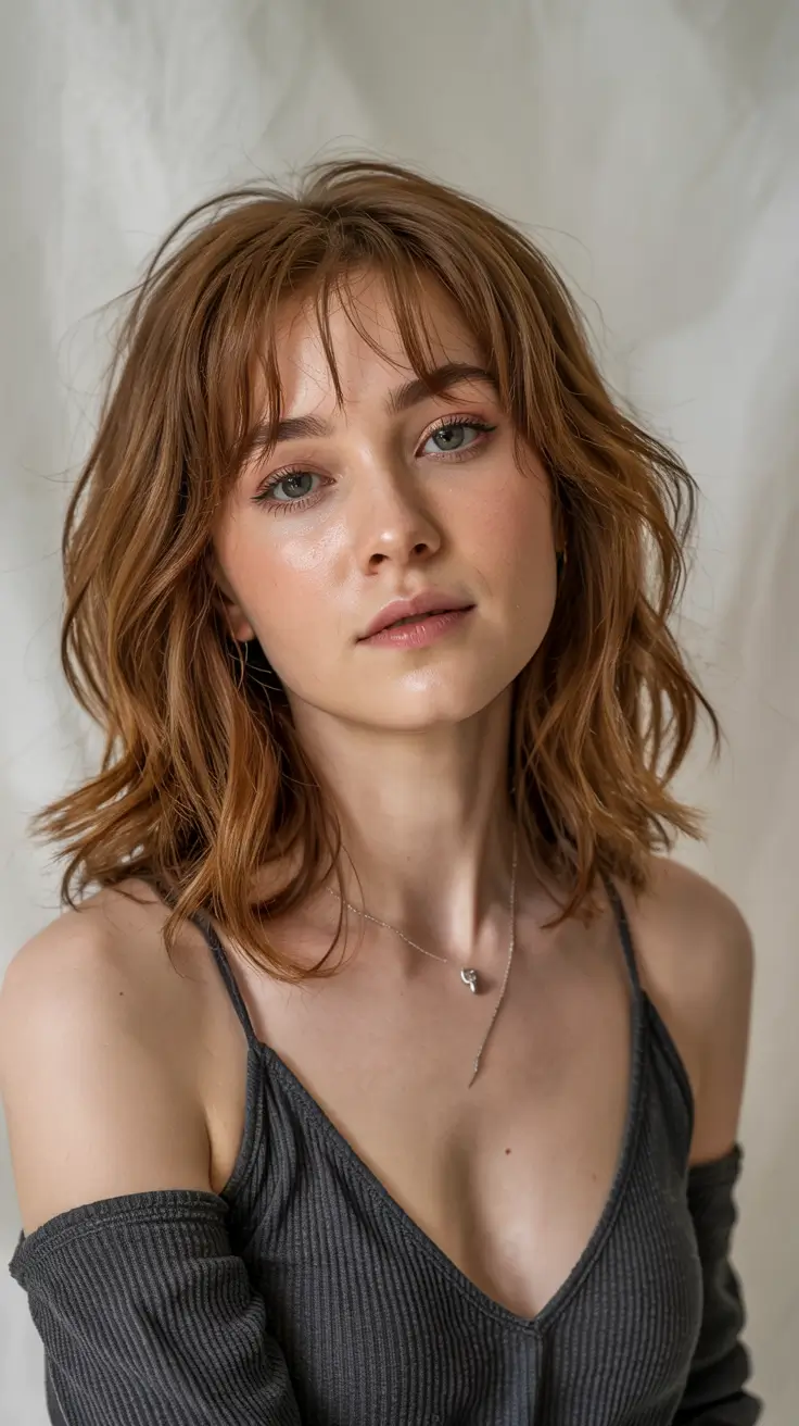 haircut for round face ideas 2026 French-Girl Tousled Crop with Bangs