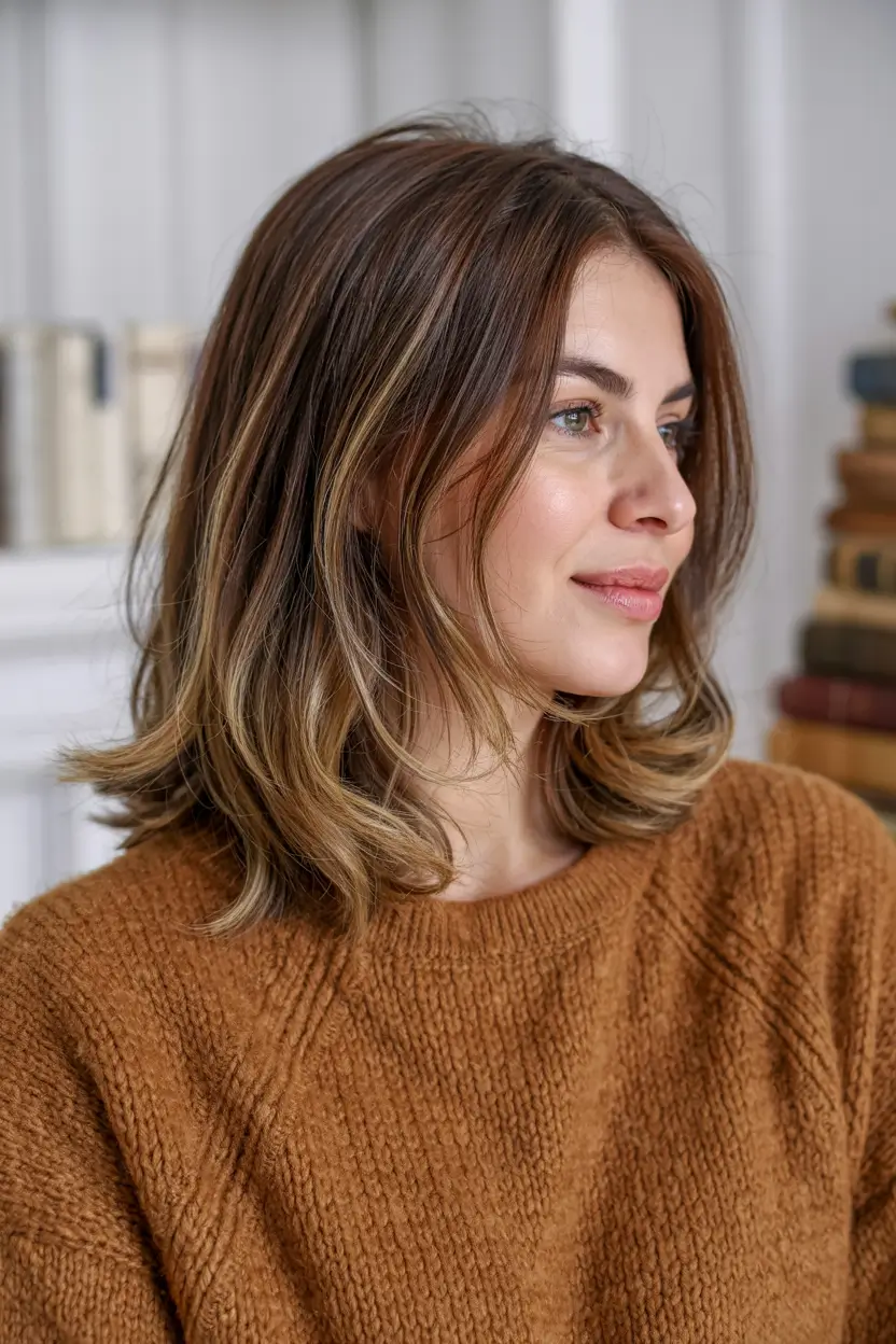 haircut ideas 2026 Warm Blend Lob with Bouncy Ends
