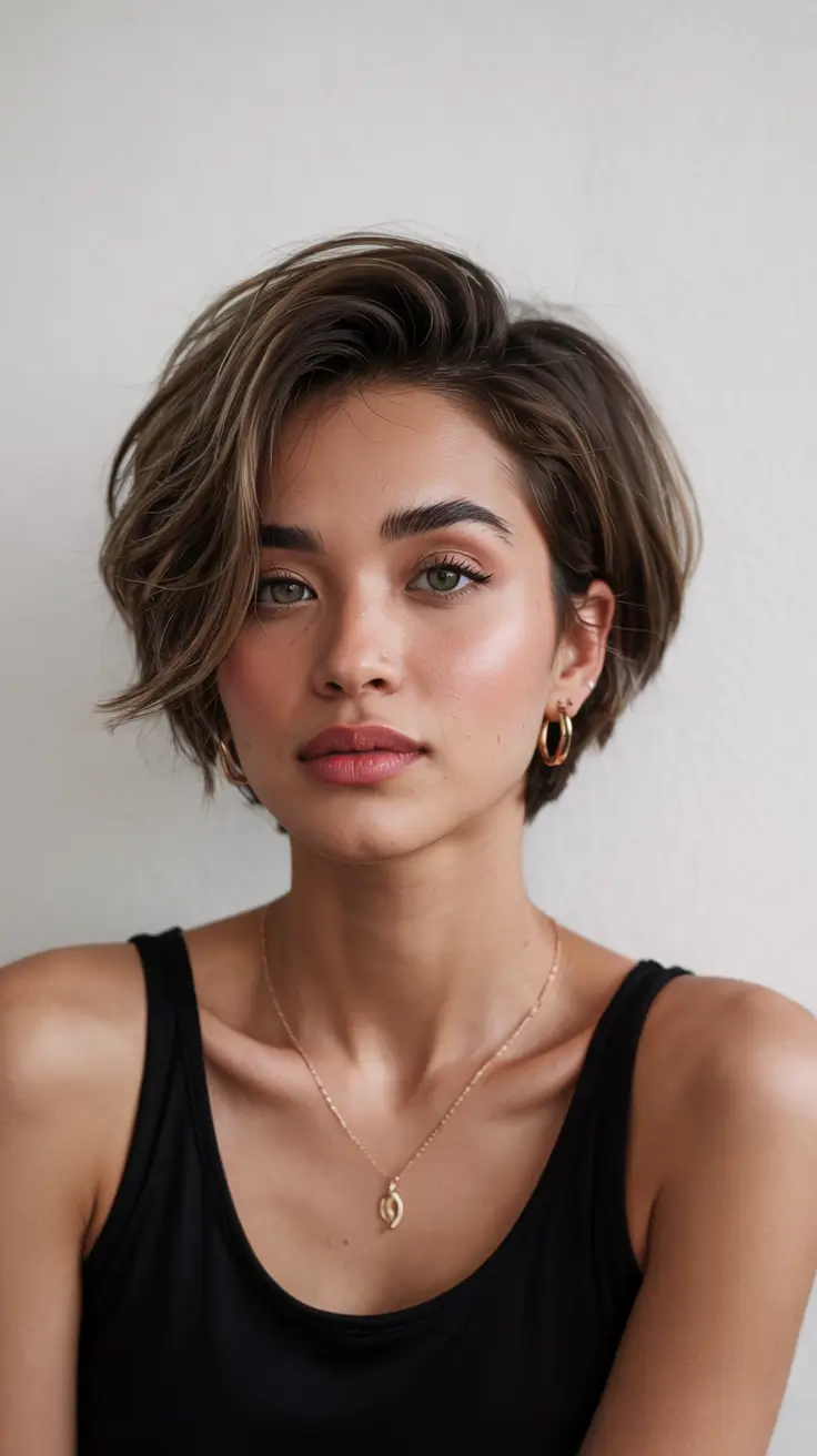 haircut ideas 2026 Textured Pixie-Bob with Side Volume