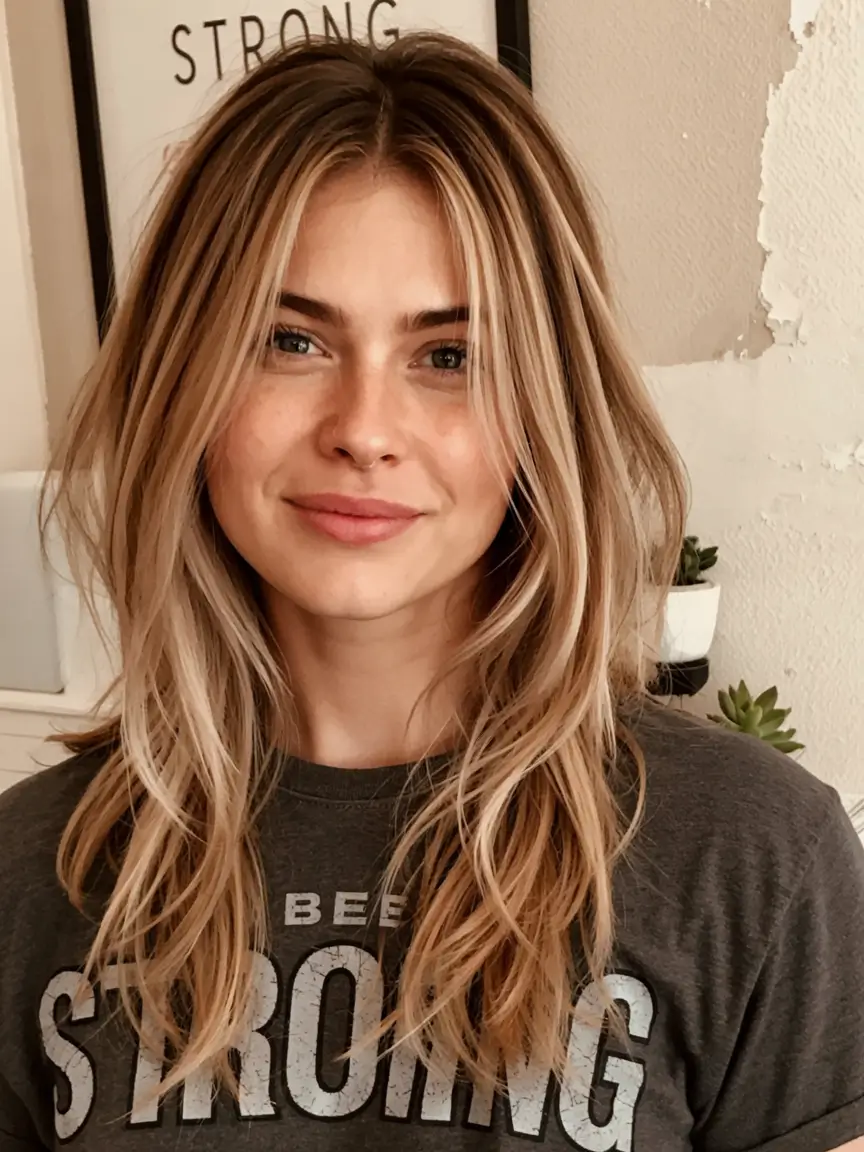 haircut ideas 2026 Beachy Butterfly Cut with Lived-In Blonde