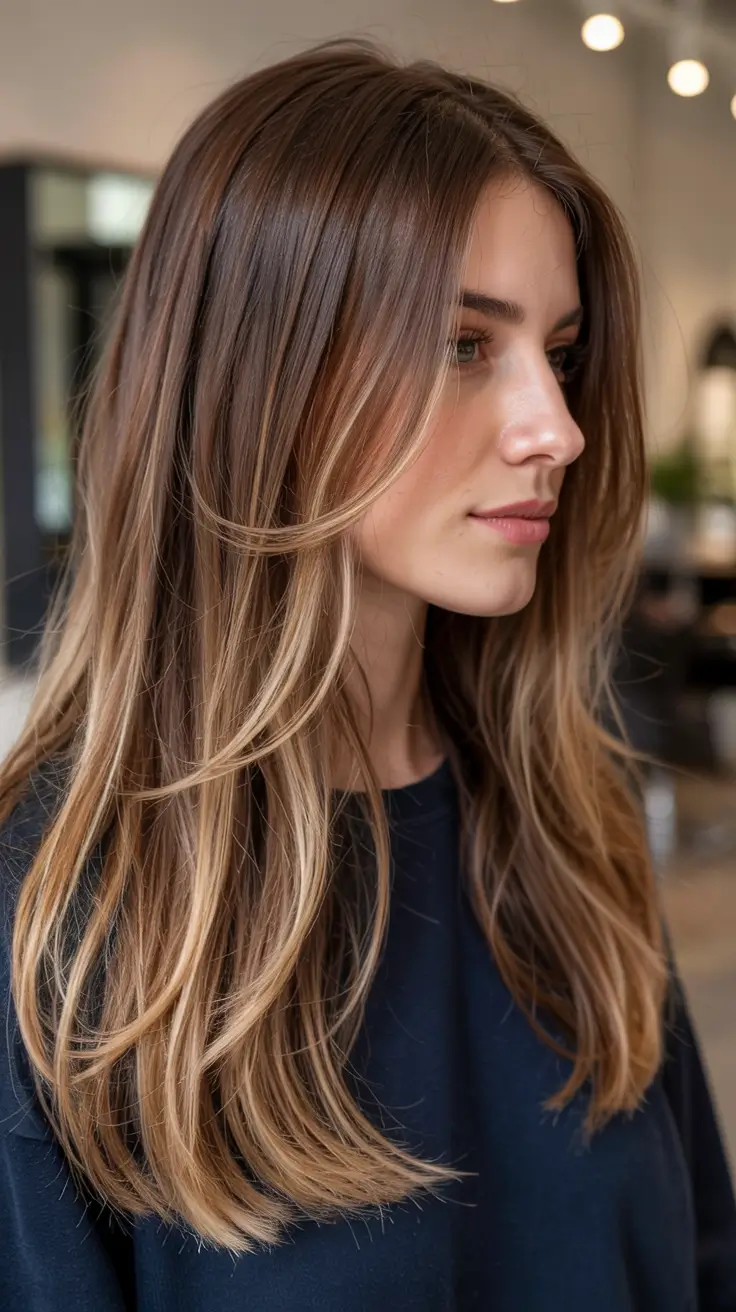 haircuts for long hair ideas 2026 Face-Framing Highlights with Soft-Light Layers