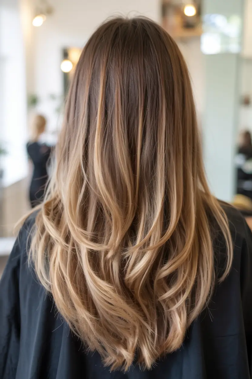 haircuts for long hair ideas 2026 Root-Shadowed Balayage with Cascading Layers