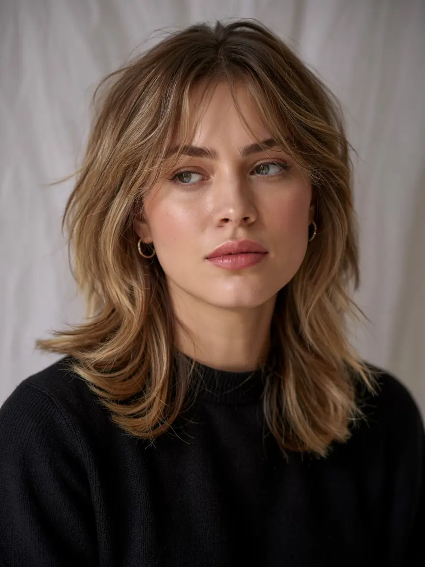 haircuts for medium hair 2026 Feathered Fringe Meets Soft Texture