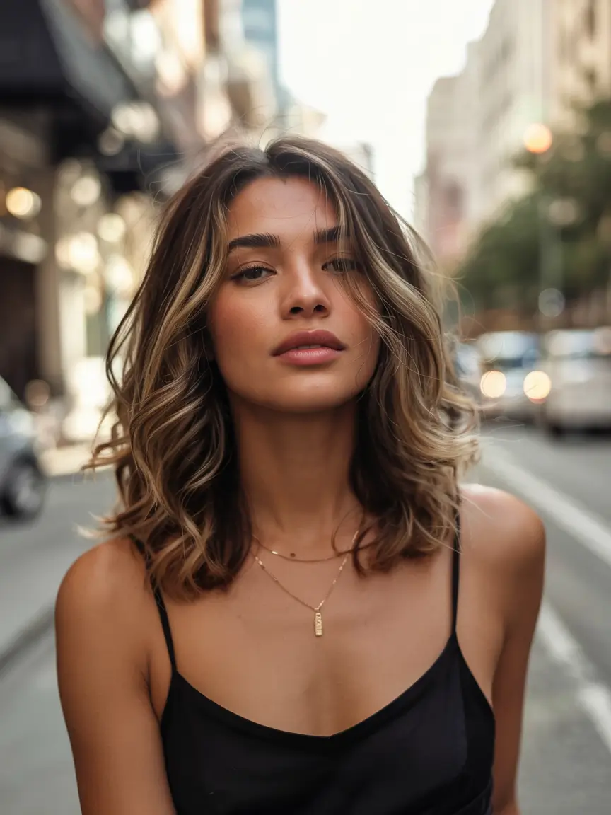 haircuts for medium hair 2026 Sunlit Waves with Soft Contour Layers