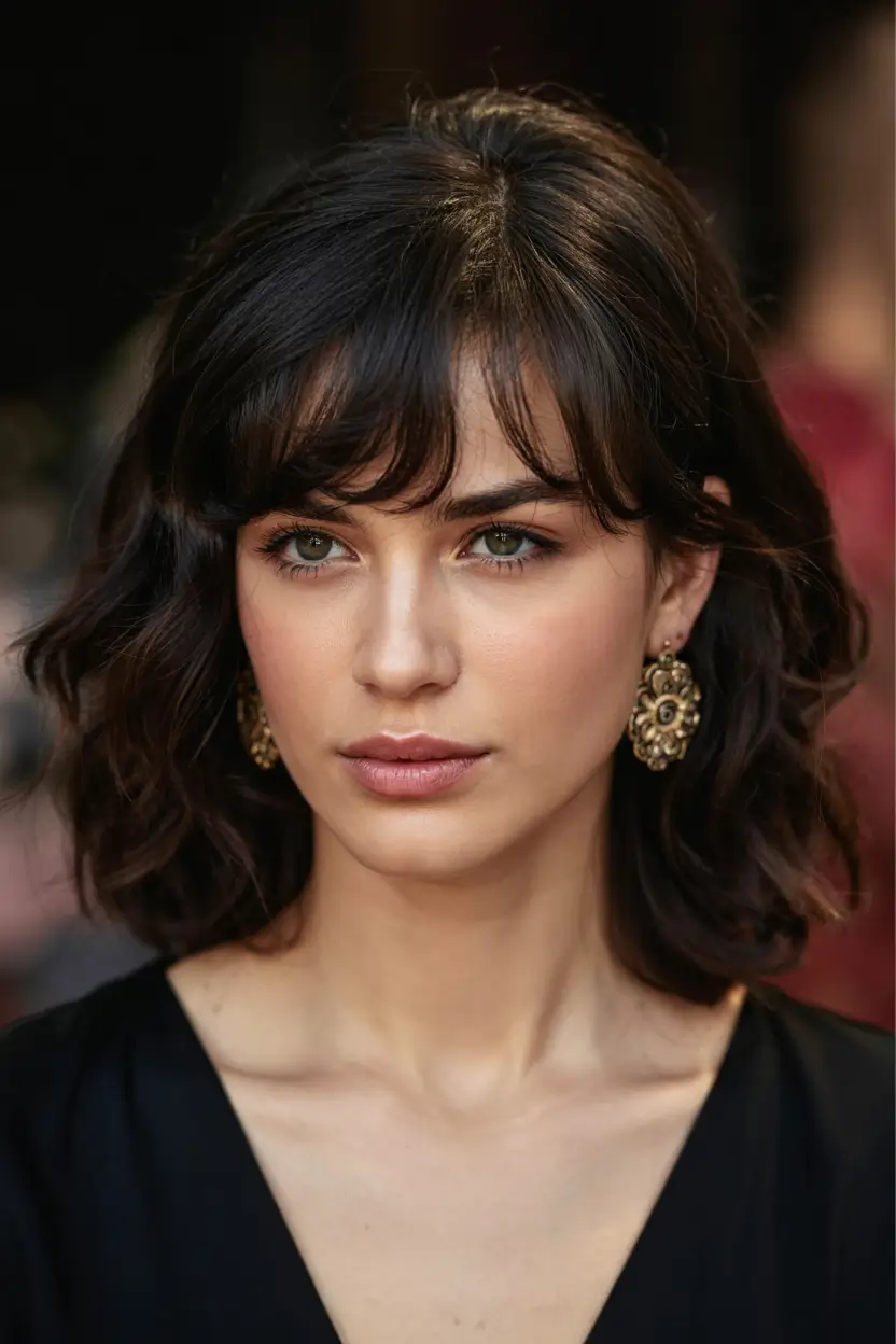 haircuts for medium hair 2026 Parisian-Inspired Blunt Bob with Soft Bangs