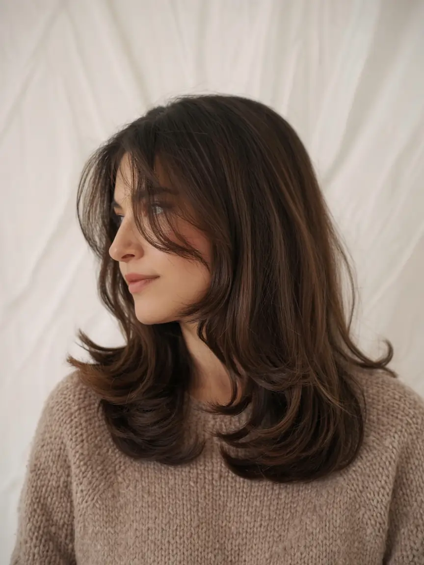 haircuts for medium hair 2026 ’90s-Inspired Flicked Layers