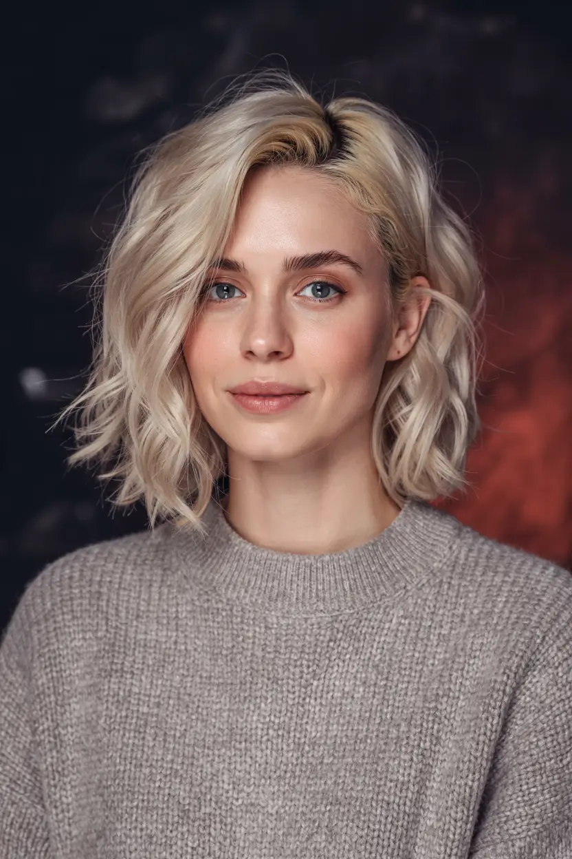 haircuts for thin fine hair 2026 Side-Swept Platinum with Tactile Volume