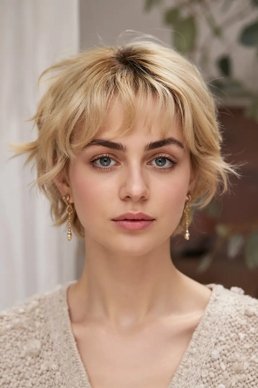 haircuts for thin fine hair 2026 Piecey Pixie with Grown-Out Fringe