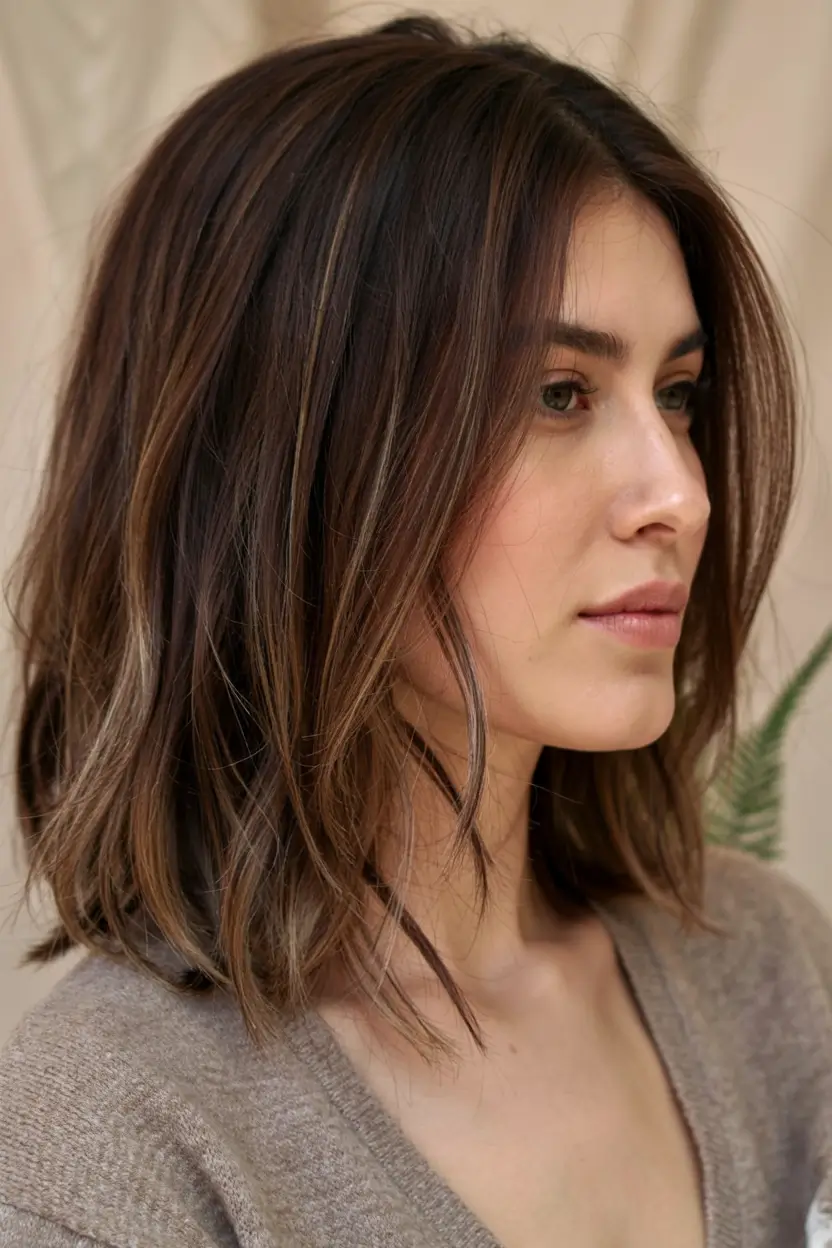 haircuts for thin fine hair 2026 Undone Lob with Subtle Ash Highlights