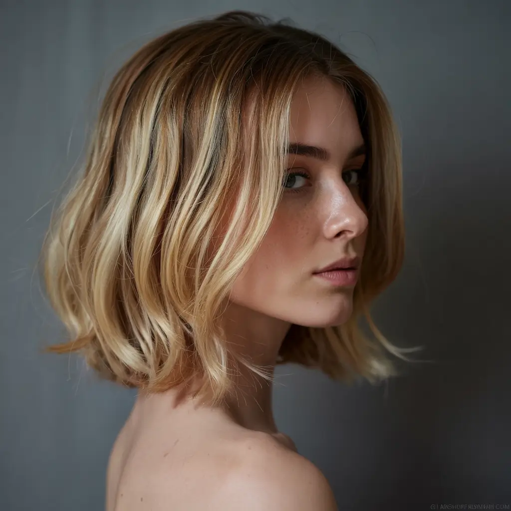 haircuts for thin fine hair 2026 Modern Blonde Bob with Piecey Texture