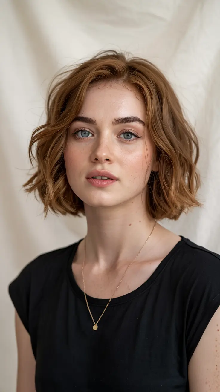 haircuts for thin fine hair 2026 Blunt Ginger Bob with Natural Texture