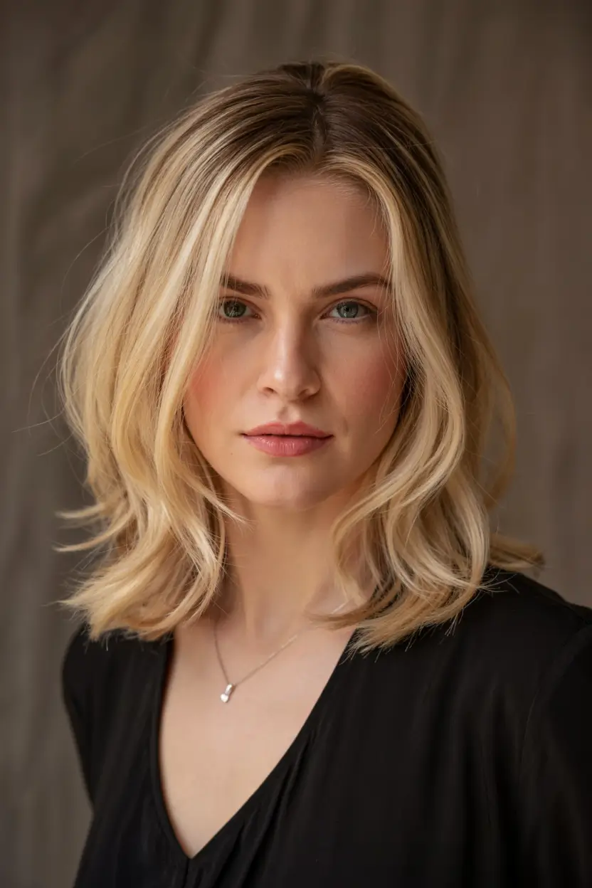 haircuts for thin fine hair 2026 Modern Cream Blonde Lob with Internal Volume
