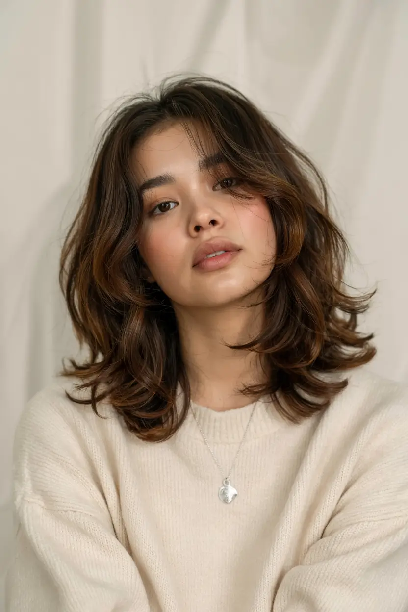 haircuts for thin fine hair 2026 Curved Layered Lob with Air-Dried Texture