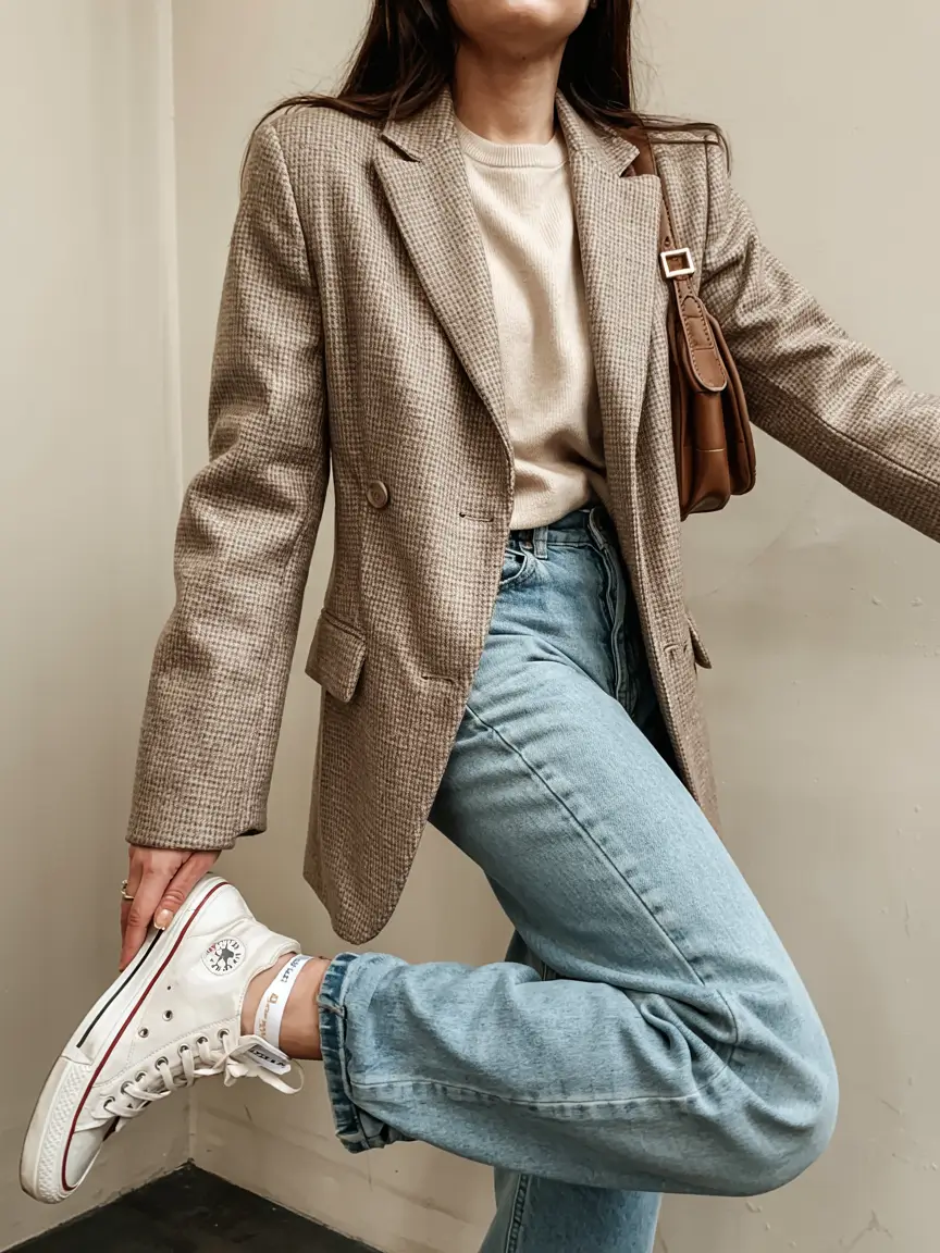 modern business casual outfits for women 2026 Weekend Tweed and Denim Refresh