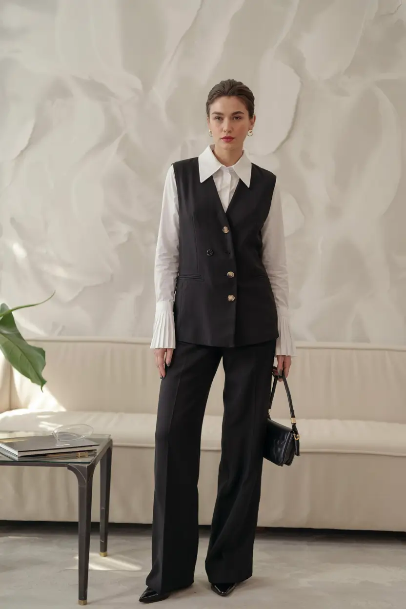 Modern outfits for women ideas 2026 Tailored Layers With Architectural Elegance