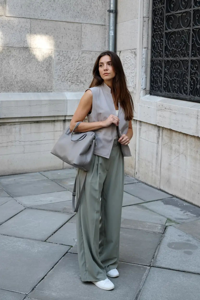 Modern outfits for women ideas 2026 sage monochrome minimalism