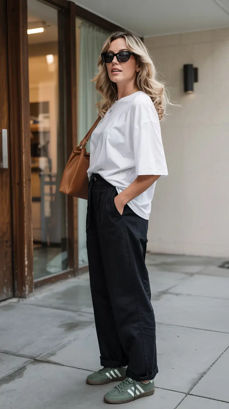 mom outfit ideas 2026 + Relaxed Monochrome with Sporty Flair