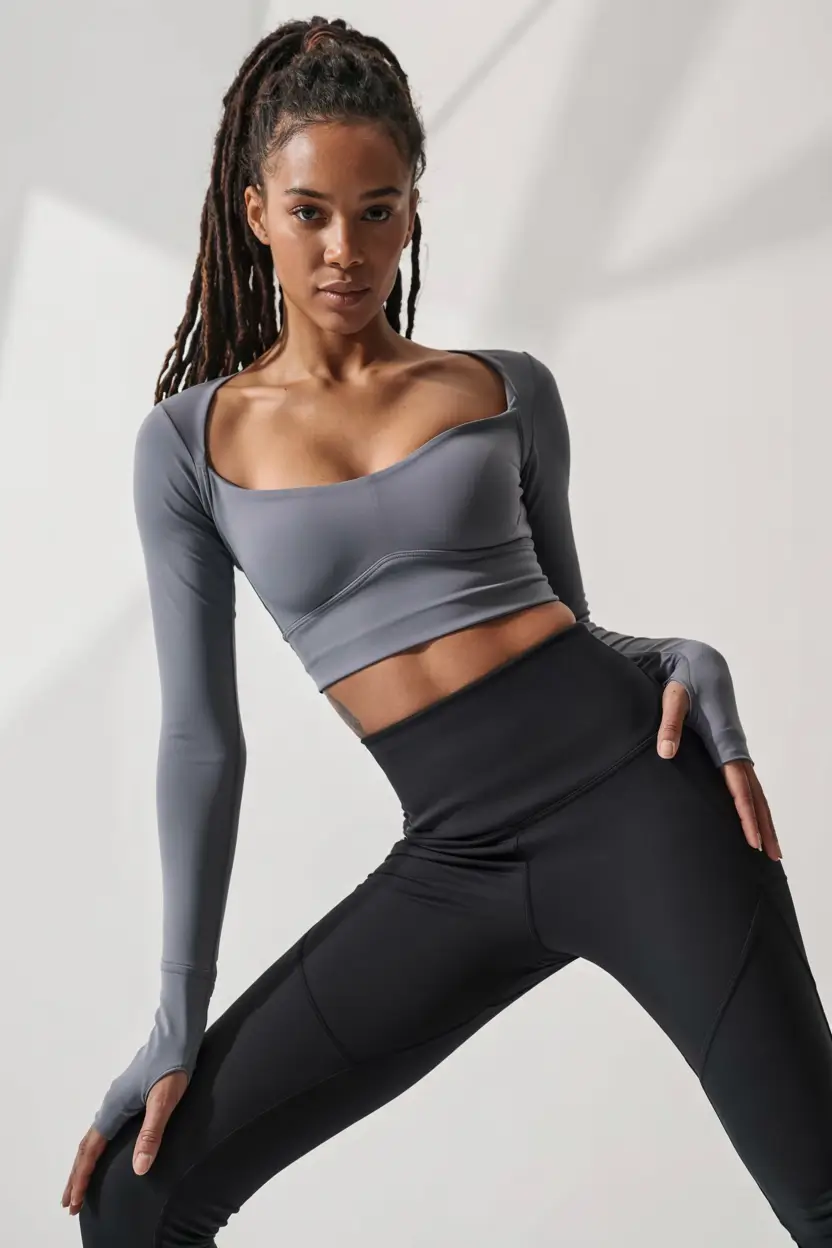 New gym fashion trends 2026 Modern-Performance-Grey-with-Sculpted-Silhouettes