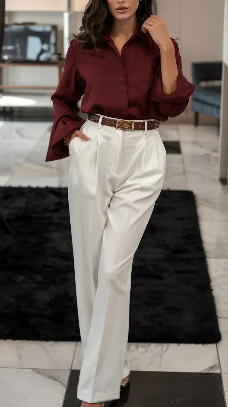 old money outfits for women 2026 Wine Tones and Architectural Silhouettes