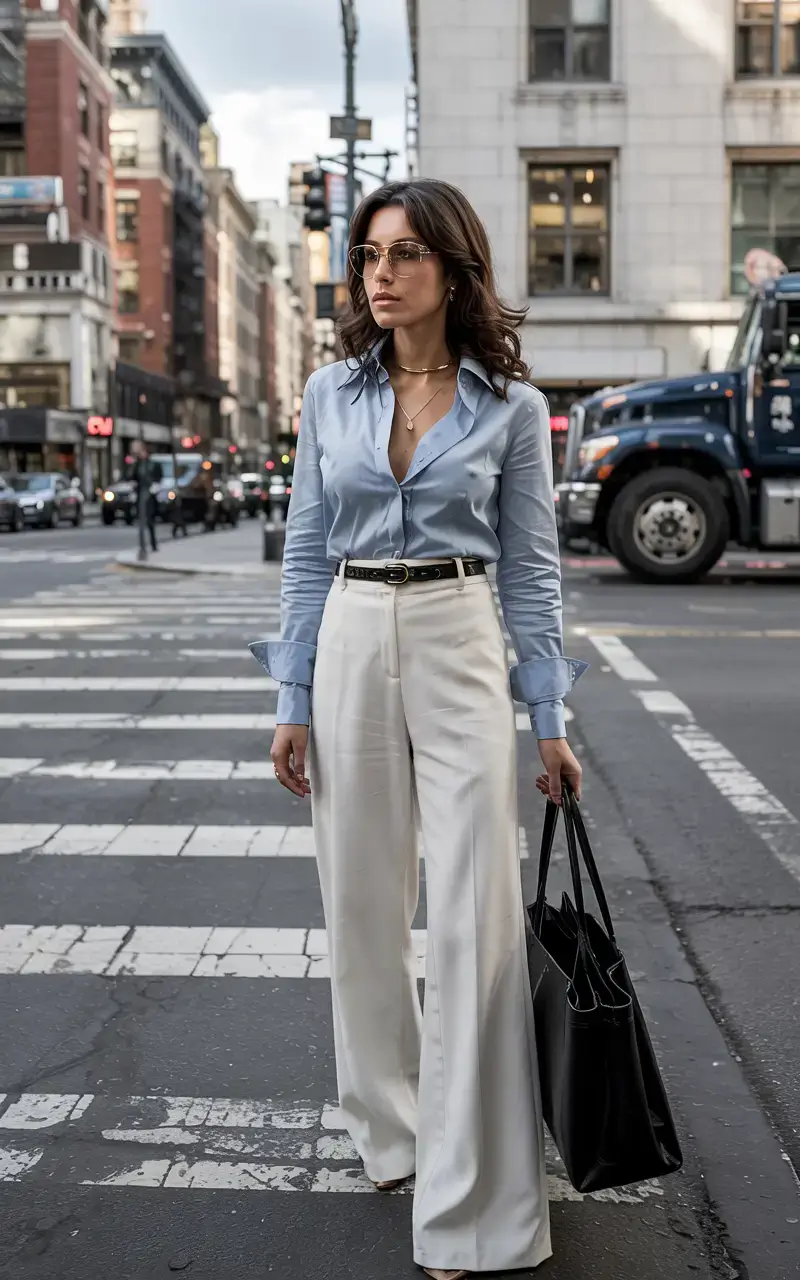 old money outfits for women 2026 Blue Silk and City Confidence