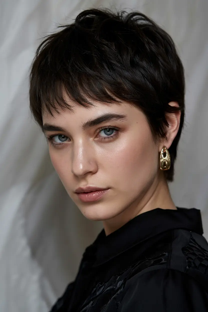 pixie haircut ideas 2026 Sculpted Mini Pixie with Shadow Bangs