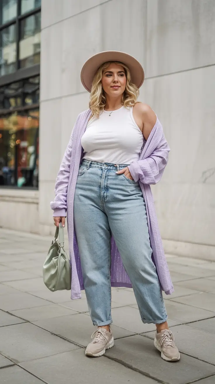 plus-size outfits for women 2026 Soft Lilac Street Style