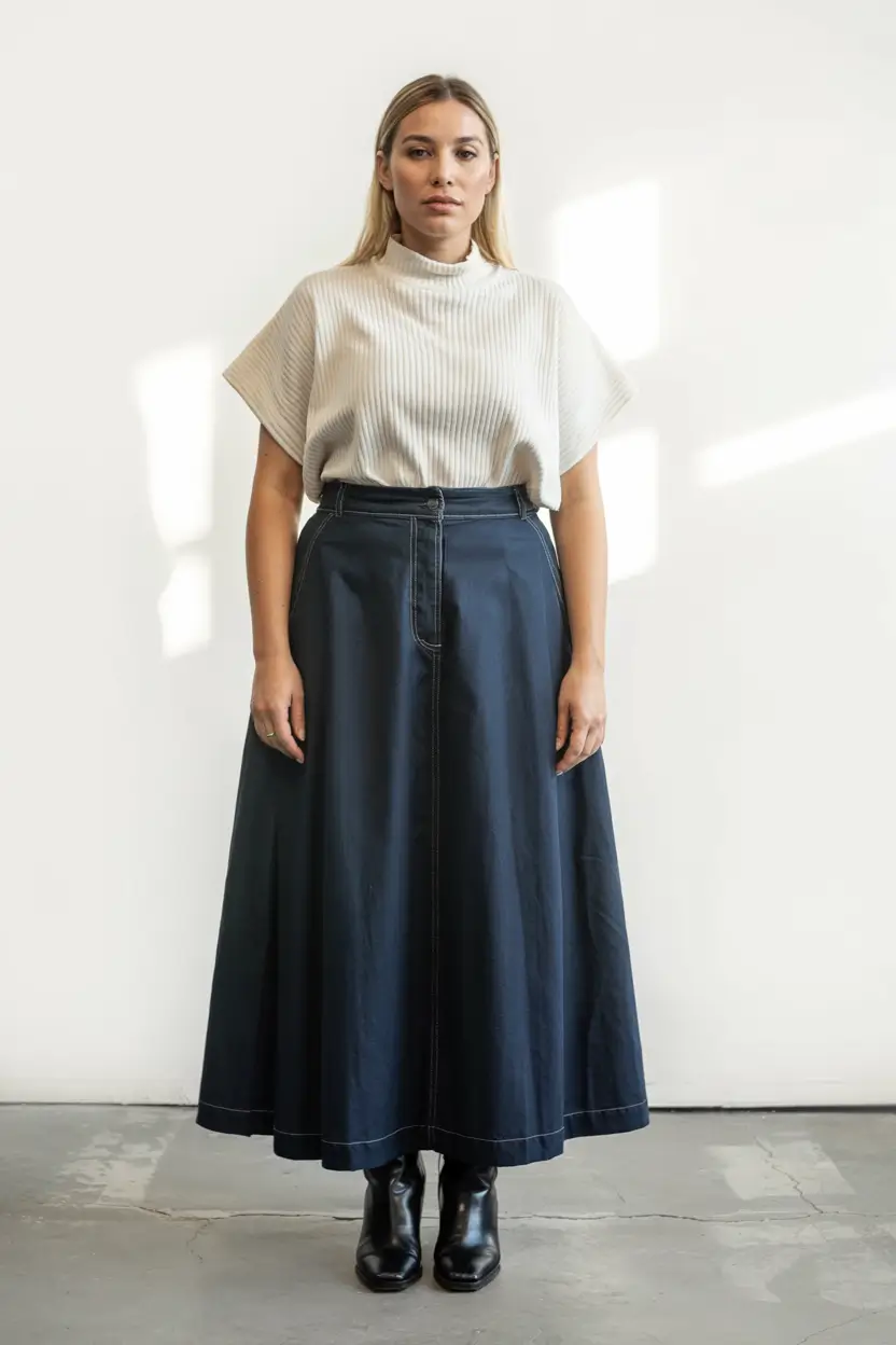plus-size outfits for women 2026 Denim Maxi Modernism