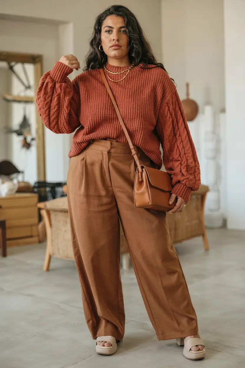 plus-size outfits for women 2026 Earth-Toned Confidence