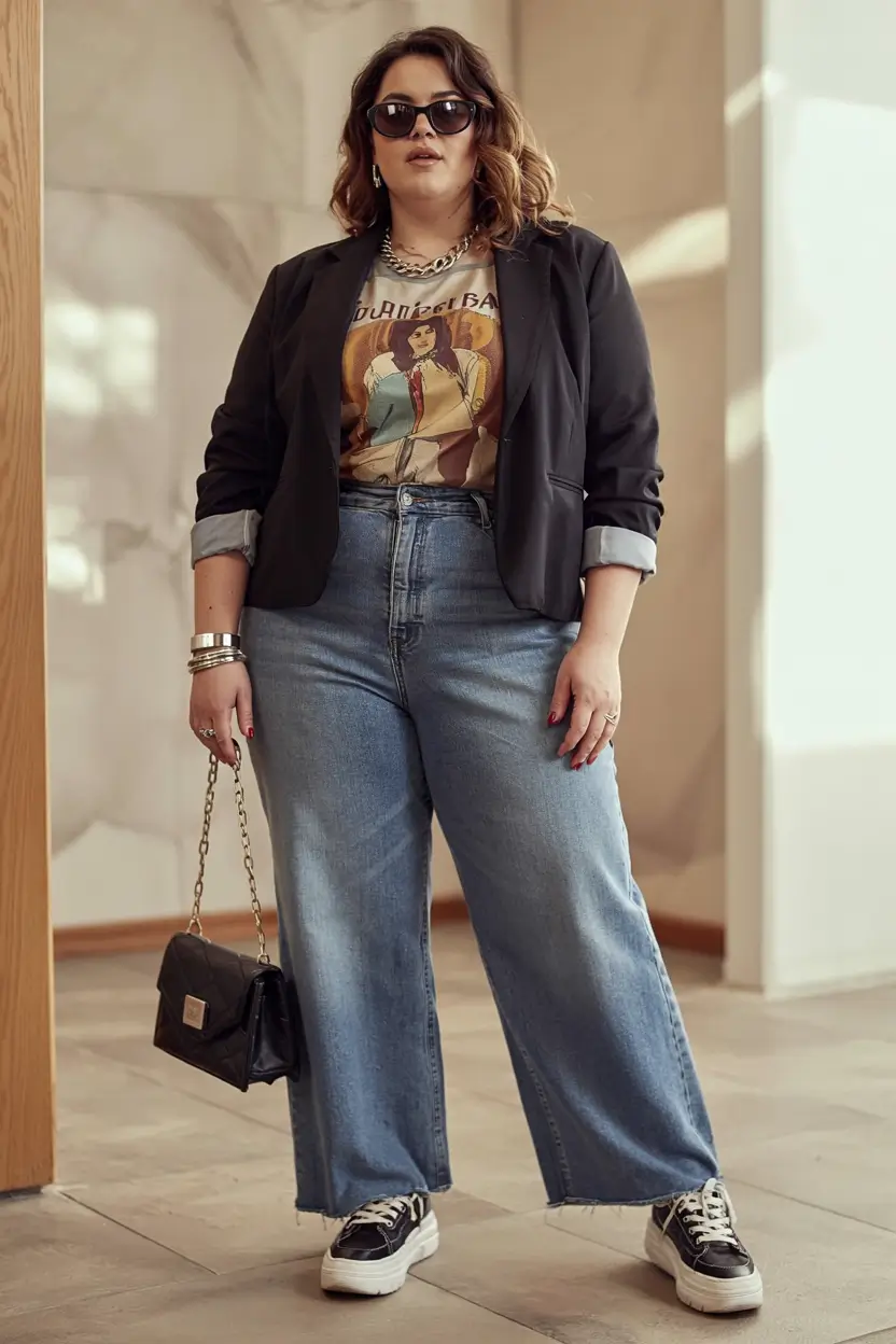 plus-size outfits for women 2026 Retro Denim Revival