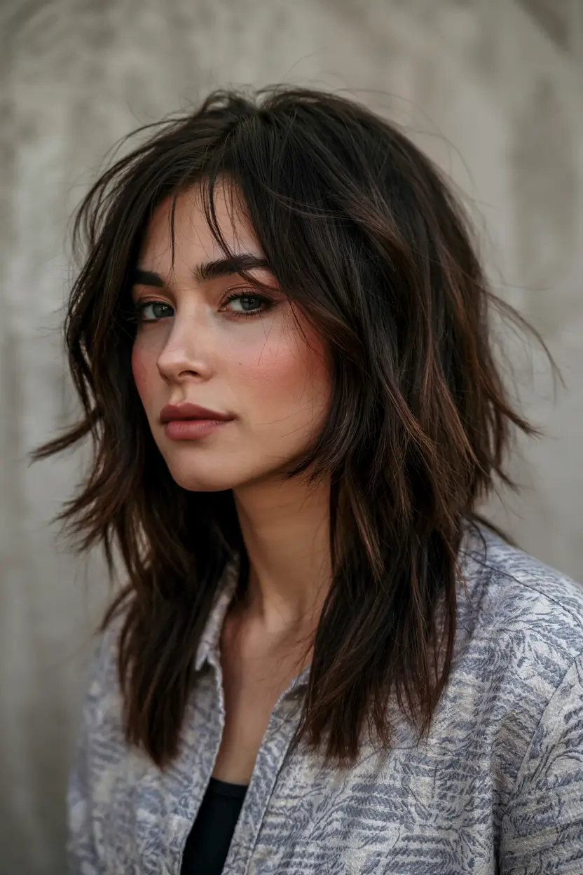 shag haircut ideas 2026 Mid-Length Layers with Subtle Shaping