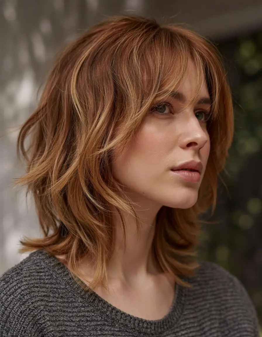 shag haircut ideas 2026 Caramel Shag with Flipped Ends