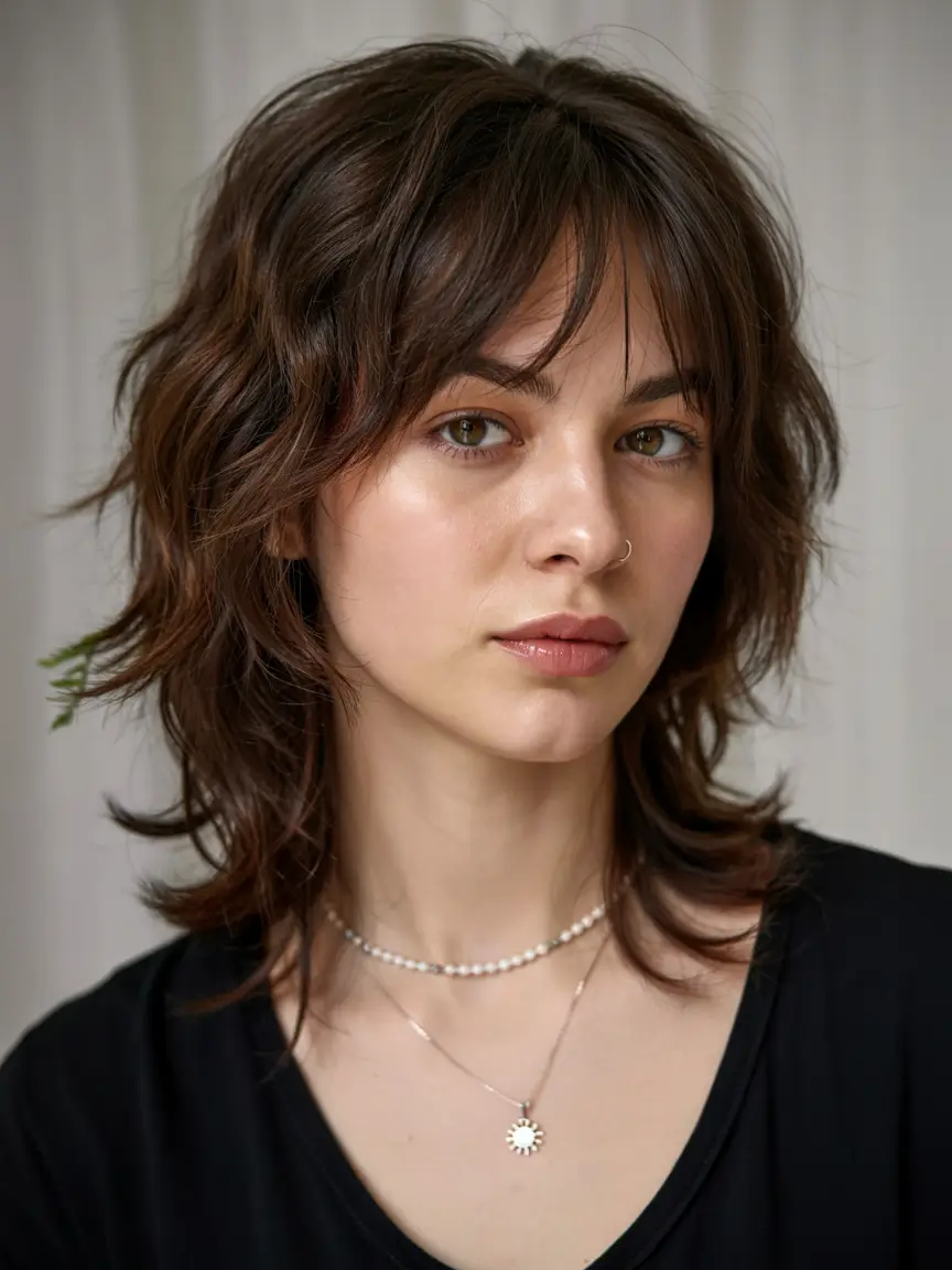 shag haircut ideas 2026 Layered Shag with Subtle Rock Vibes