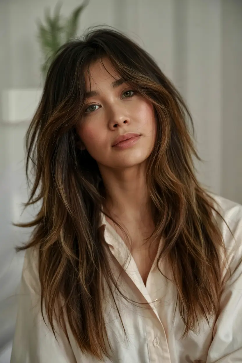 shag haircut ideas 2026 Ultra-Long Shag with Soft Flicks