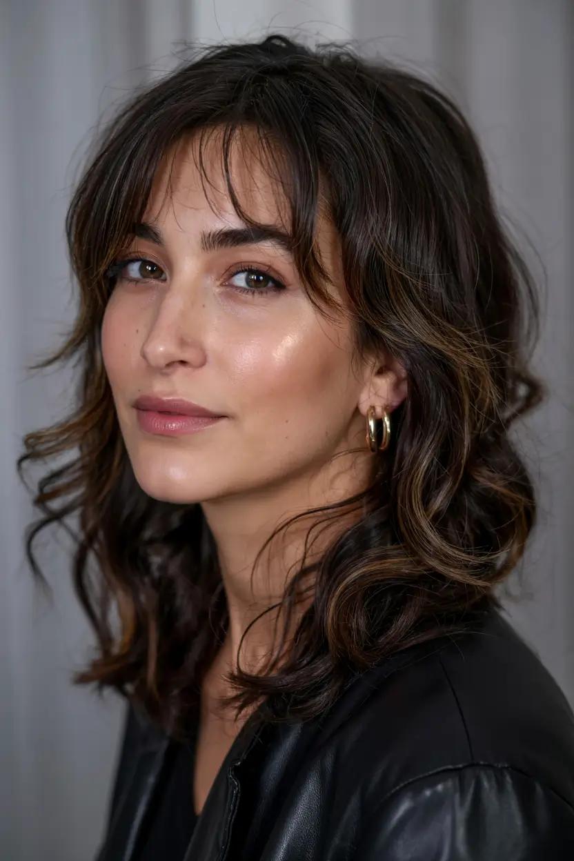 shag haircut ideas 2026 Chic Layers with Face-Framing Fringe