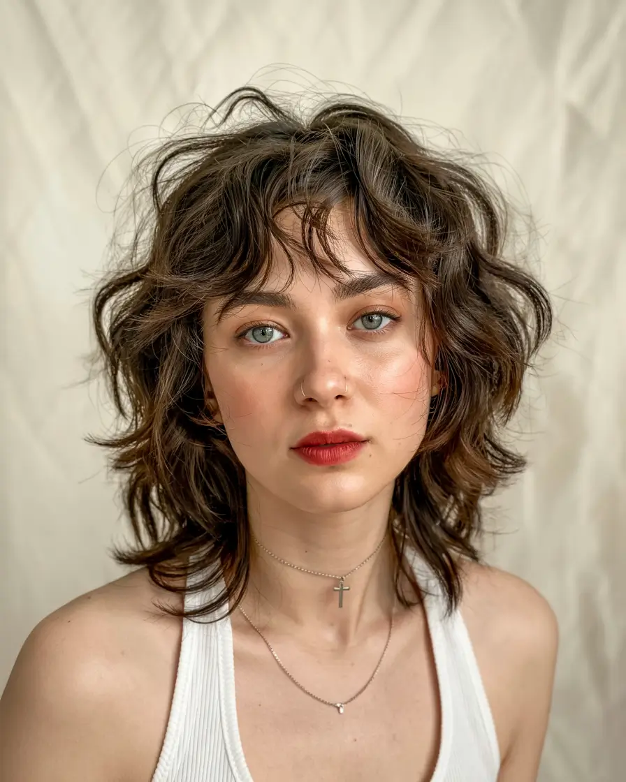 shag haircut ideas 2026 Layered Texture Shag with Piecey Bangs