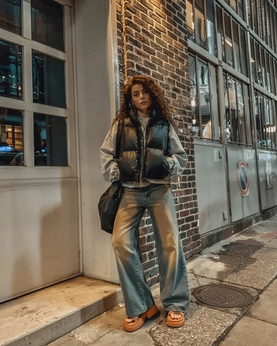 Stylish New York outfits 2026 Puffer Layers and Platform Soles for Cool-Weather Edge