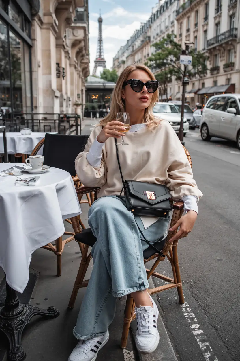 Stylish New York outfits 2026 Soft Neutrals With Effortless Café Elegance
