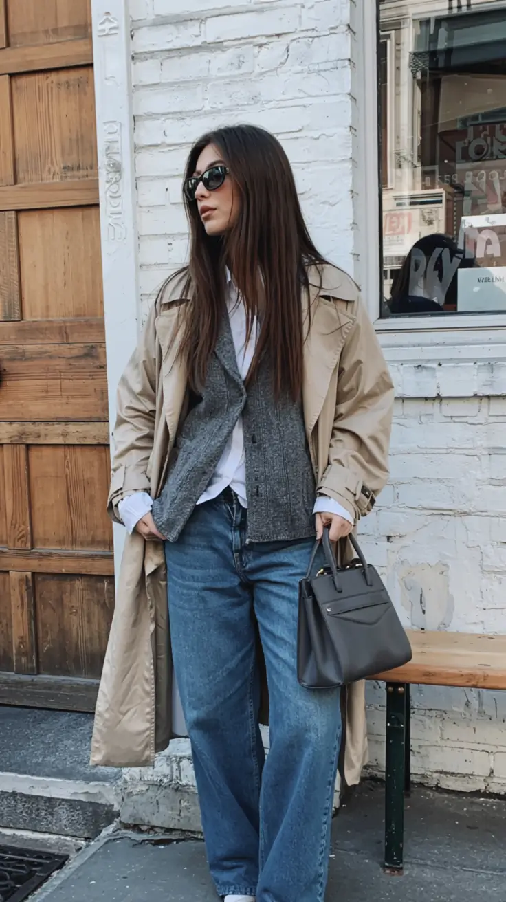 Stylish New York outfits 2026 Layered Neutrals With a Chic Downtown Edge