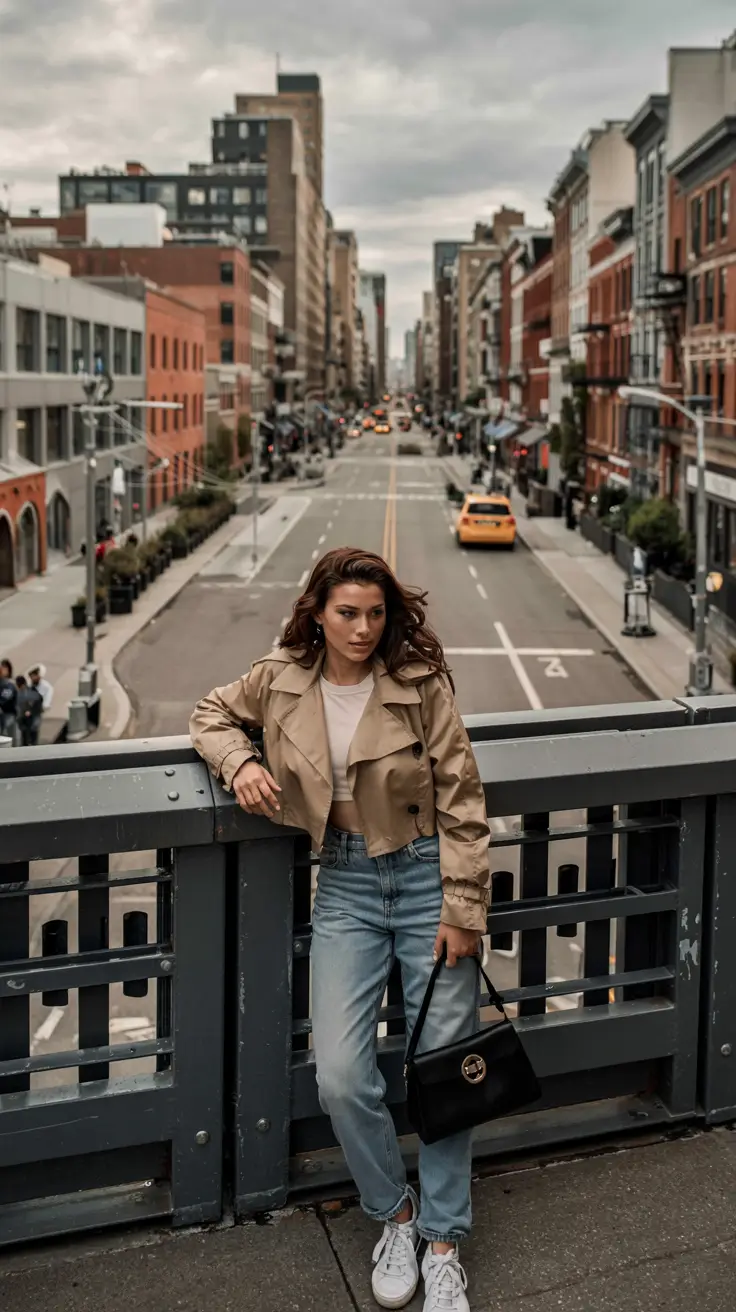 Stylish New York outfits 2026 Modern Cropped Classics Over the City