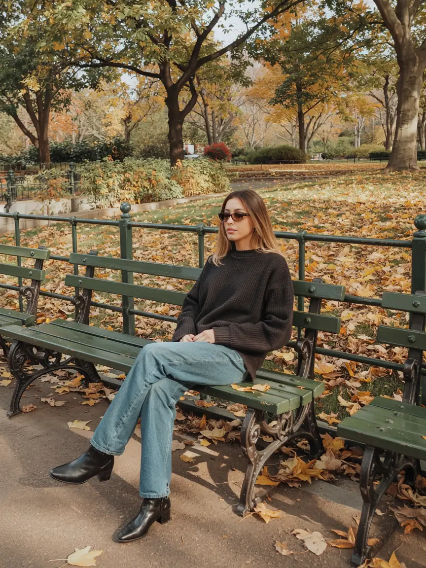 Stylish New York outfits 2026 Autumn Ease in Central Park Layers
