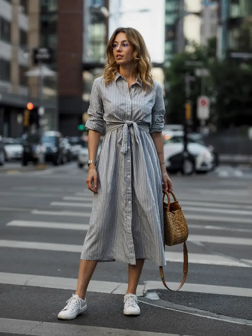 Stylish pregnancy outfits 2026 Urban Stripe Sophistication