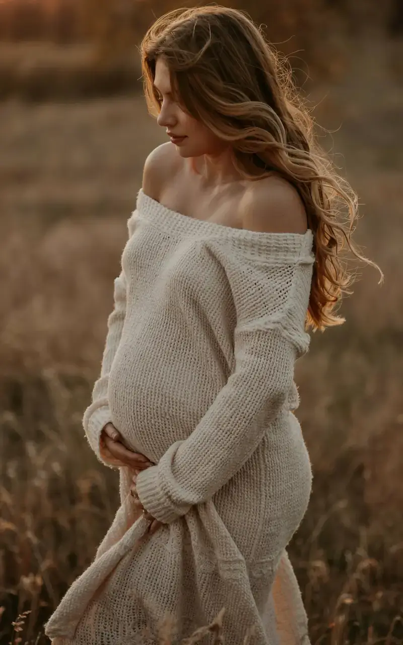 Stylish pregnancy outfits 2026 Golden Field Serenity